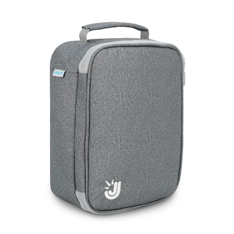 Jan & Jul Kids Lunch Bag Heather Grey angled side view