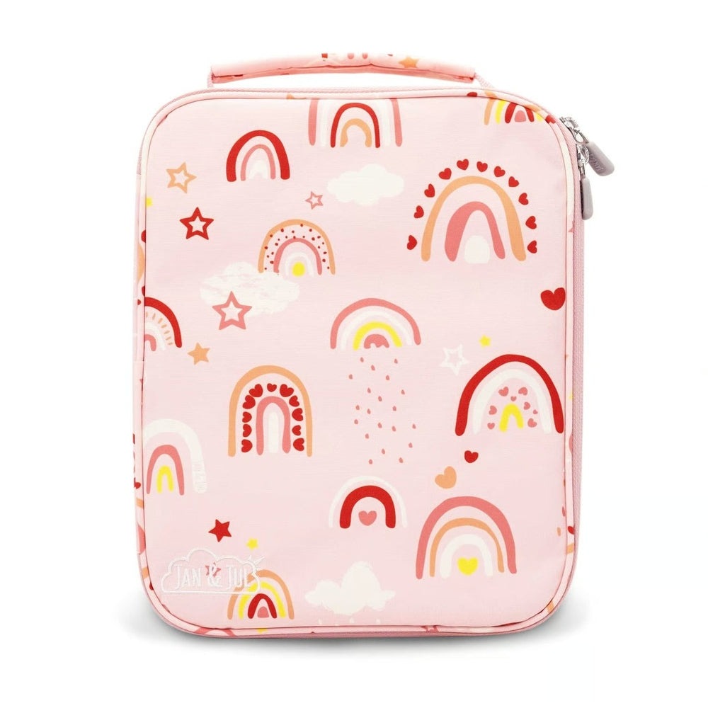 Jan & Jul kids lunch bag pink with rainbows, clouds and hearts