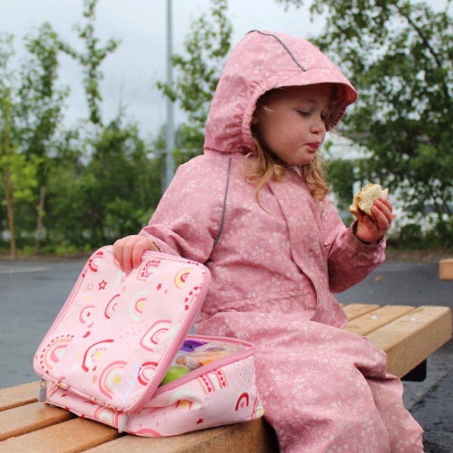 Jan & Jul Kids Lunch Bag Pink Rainbow, insulated lunch tote for kids