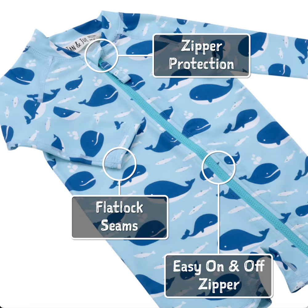 Jan & Jul Kids One Piece UV Sun Suit Blue Whale