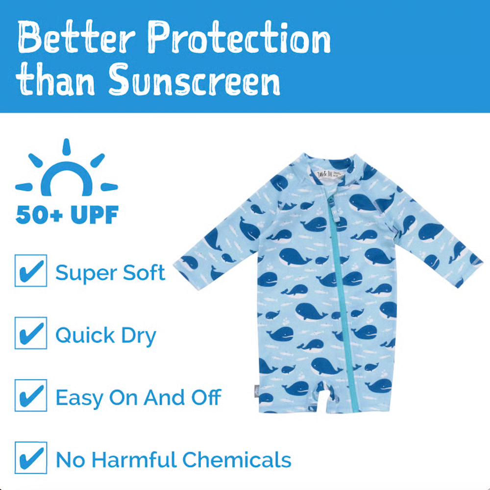 Jan & Jul Kids One Piece UV Sun Suit Blue Whale
