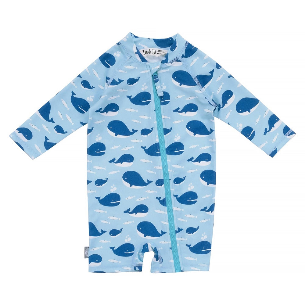 Jan & Jul Kids One Piece UV Sun Suit Blue Whale