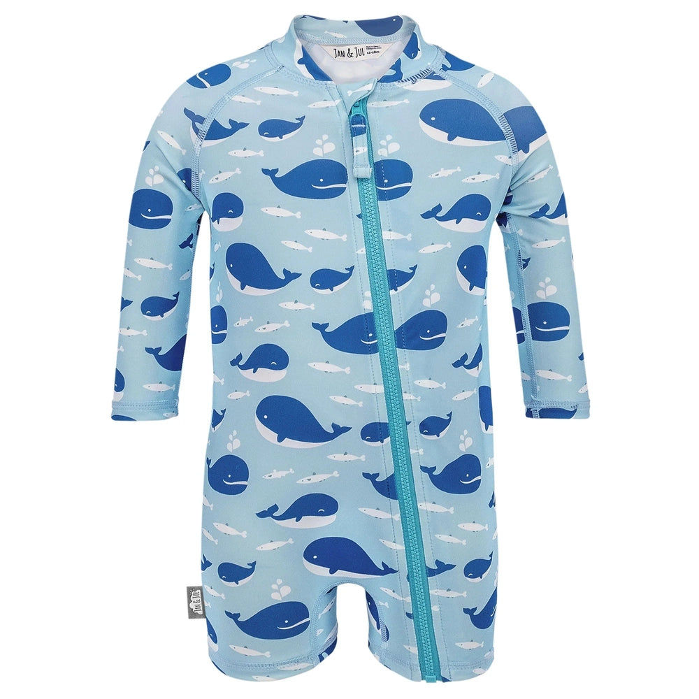 Jan & Jul Kids One Piece UV Sun Suit Blue Whale