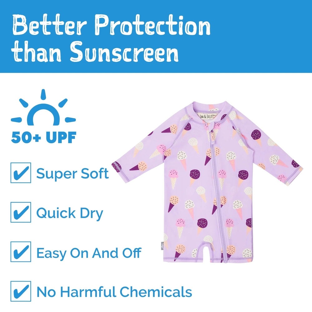 Jan & Jul Kids One Piece UV Sun Suit Lavender Ice Cream