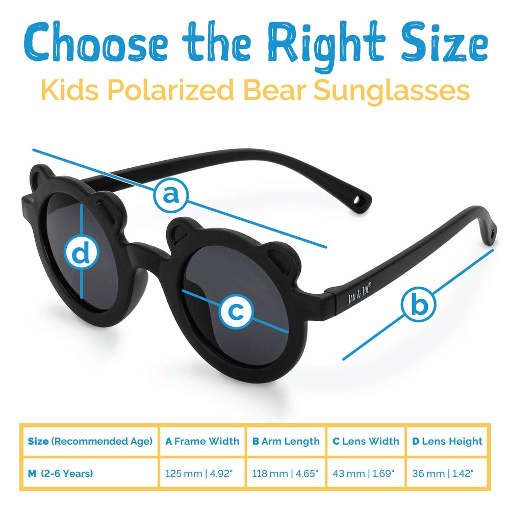 JAN & JUL Kids Polarized Bear Sunglasses, black bear-ear frames, 2 pairs shown