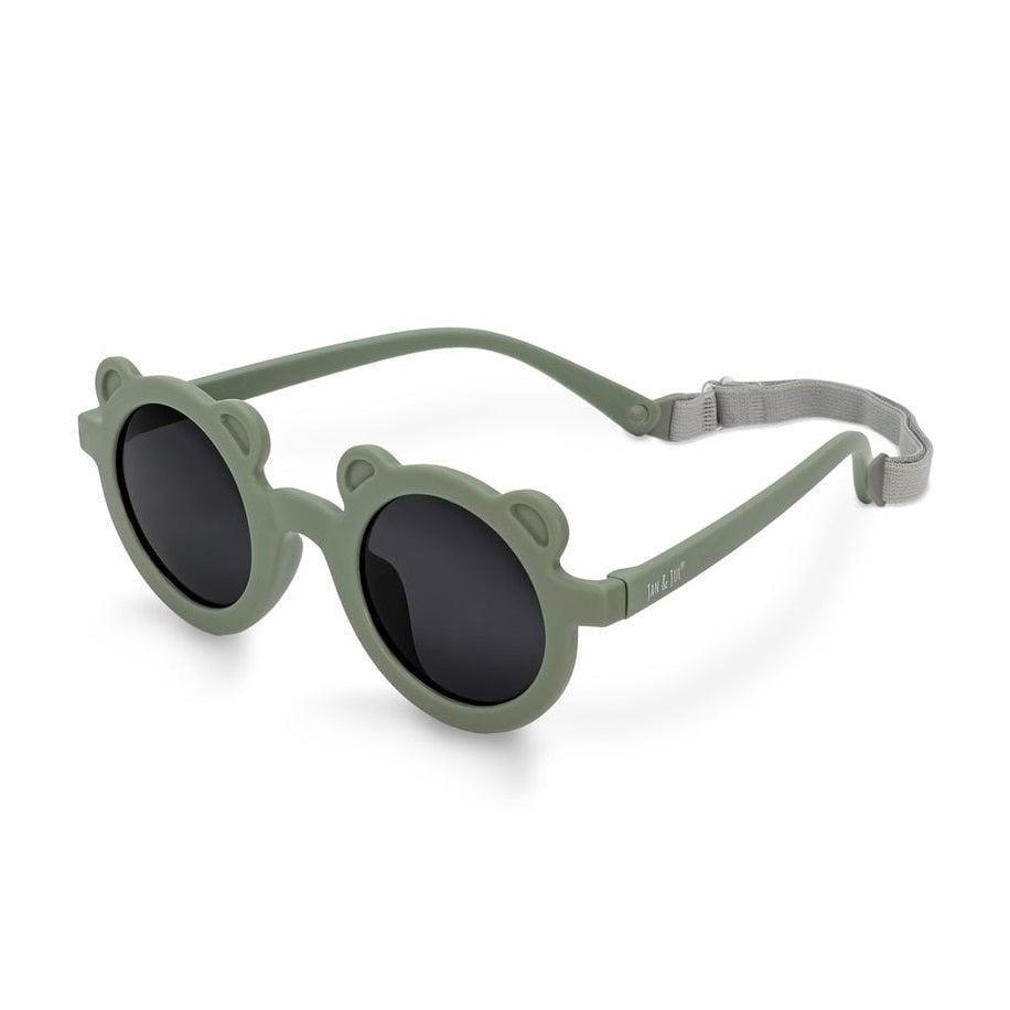 Jan & Jul kids bear-shaped sunglasses in crocodile green with polarized round lenses