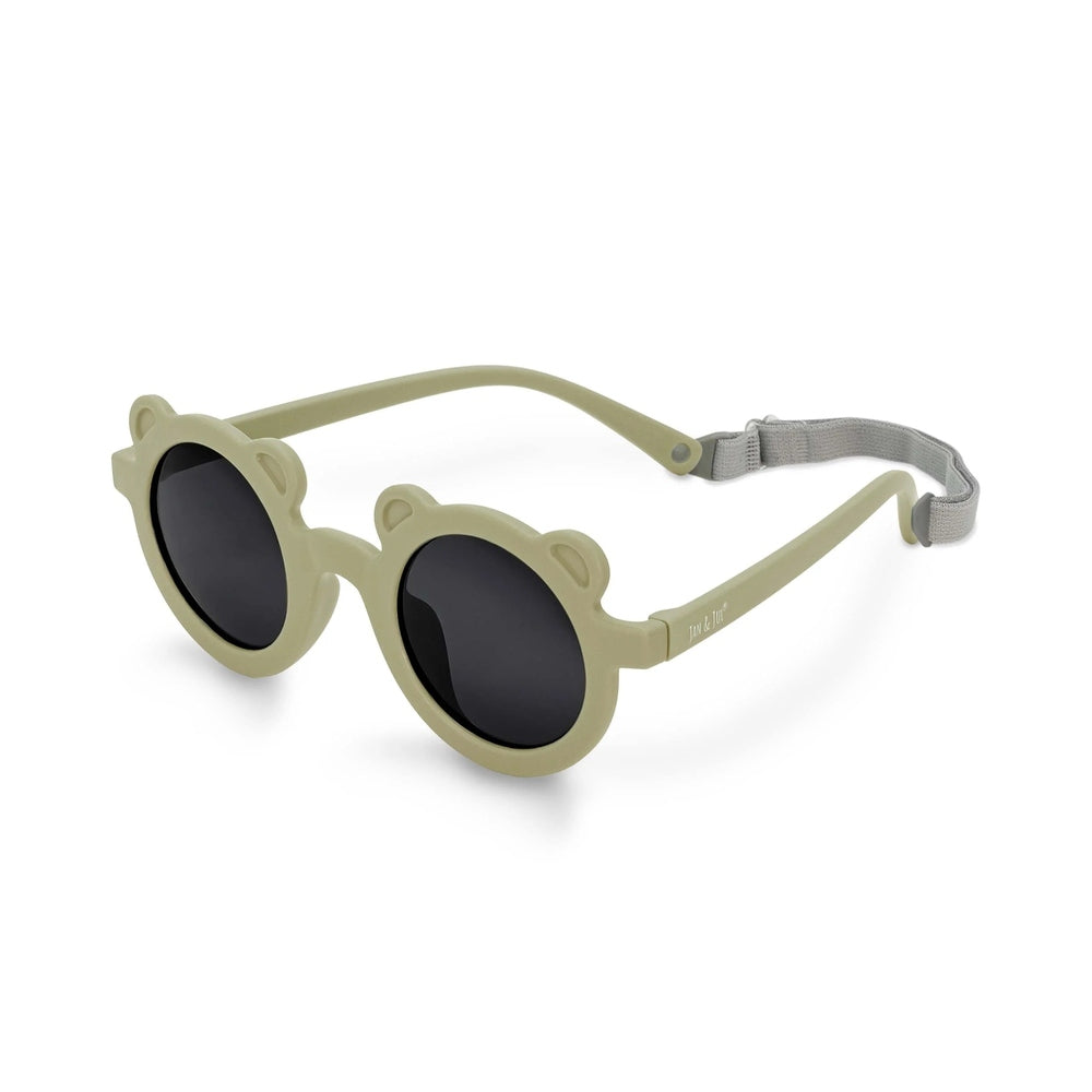 Jan & Jul kids bear sunglasses, olive khaki frame, black polarized lenses
