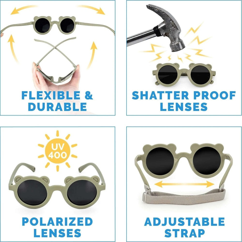 Jan & Jul Kids Polarized Bear Sunglasses Olive Khaki
