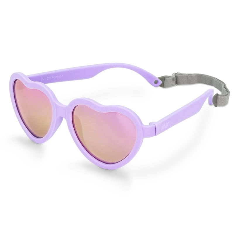 Kids polarized heart sunglasses by JAN & JUL in lavender with pink mirror lenses
