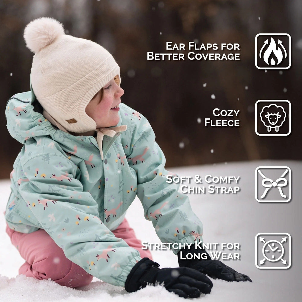 Jan & Jul Kids Pom-Pom Knit Hats Vanilla Cream