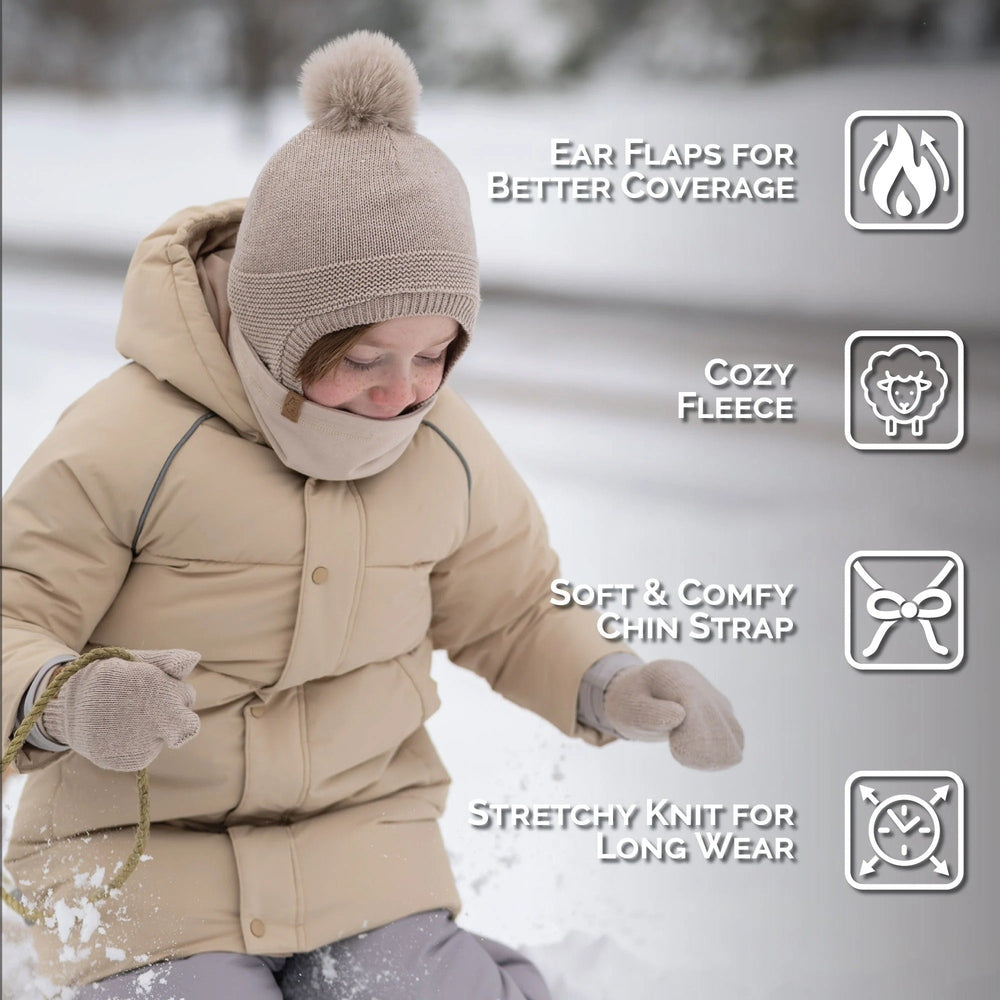 Jan & Jul Kids Pom-Pom Knit Hats Wheat Field