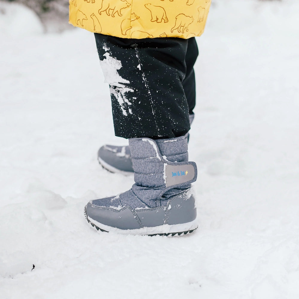 Jan & Jul Kids Tall Puffy Winter Boots Heather Grey