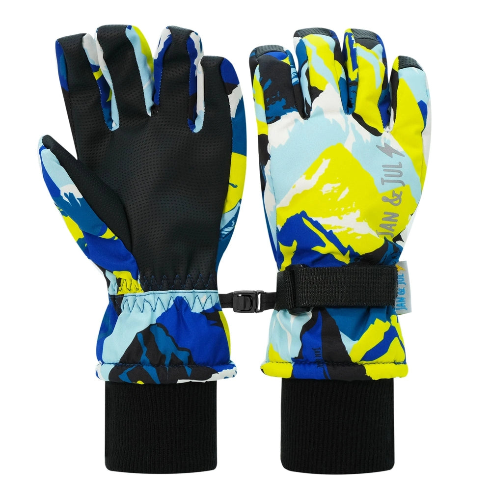 Jan & Jul Kids Waterproof Snow Gloves Neon Peaks