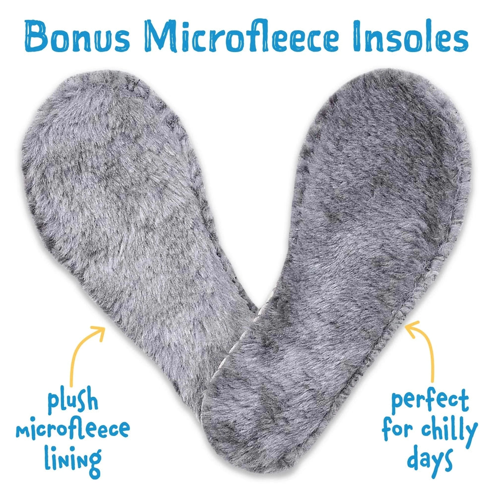 JAN & JUL plush microfleece insoles, two grey lining inserts for puddle-dry rain boots