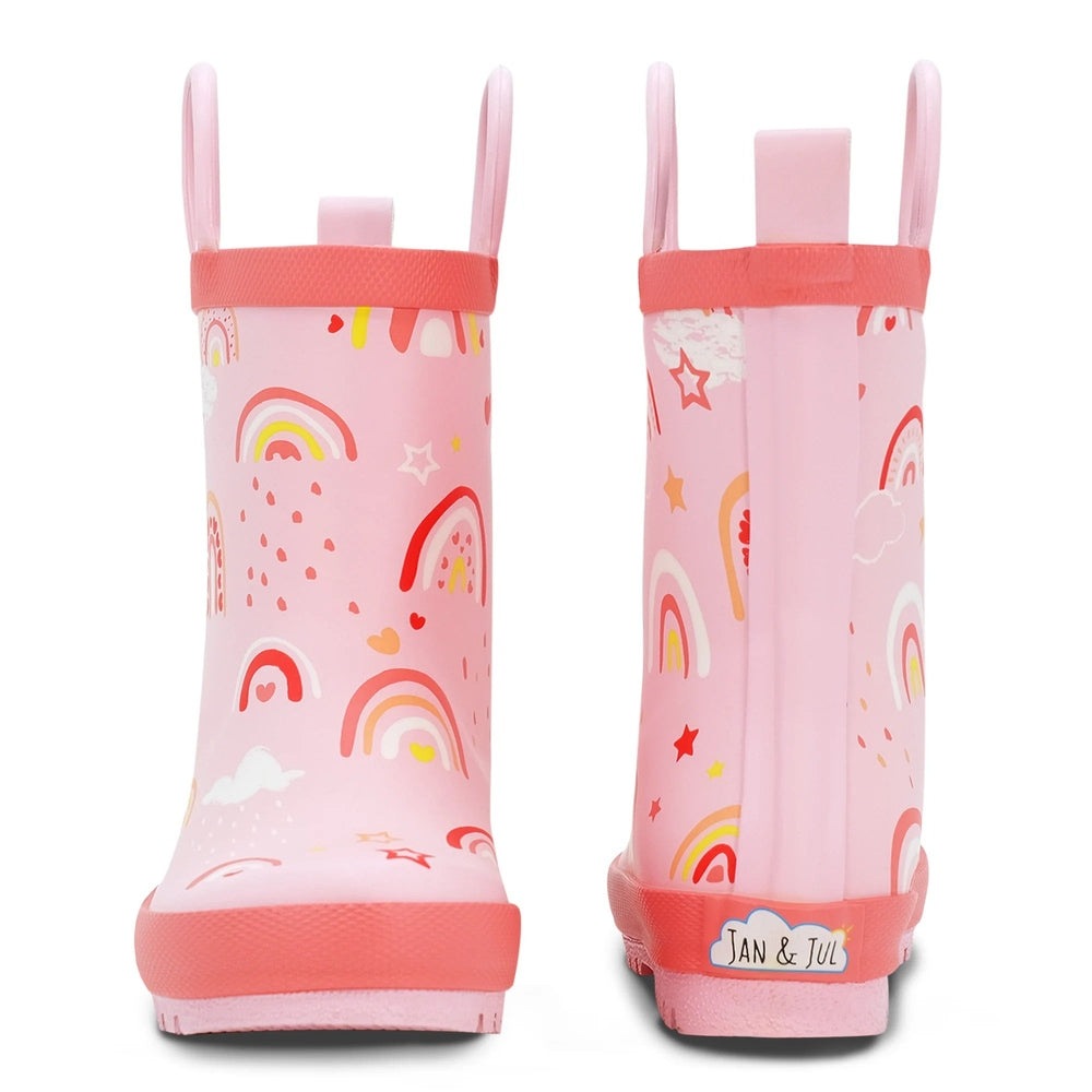 Jan & Jul Puddle Dry Rain Boots Pink Rainbow
