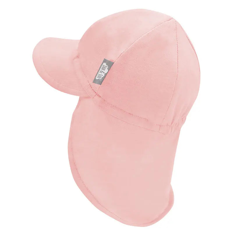 Jan & Jul Sun Soft Baby Cap Rose Quartz pink with curved brim, shown in side view.