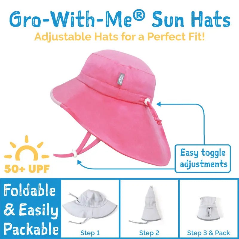 Jan & Jul Water Repellent Adventure Hats Pink Strawberry with adjustable strap, UPF 50+.