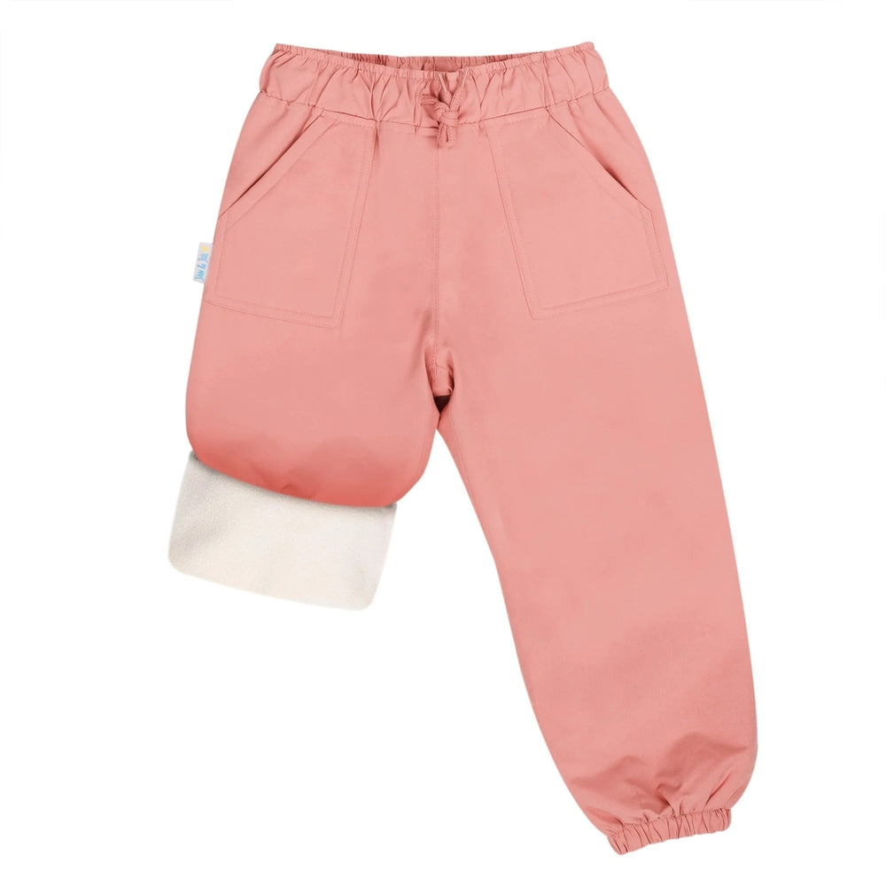 JAN & JUL waterproof Cozy Dry rain pants in dusty apricot, elastic waistband, cuffed ankles