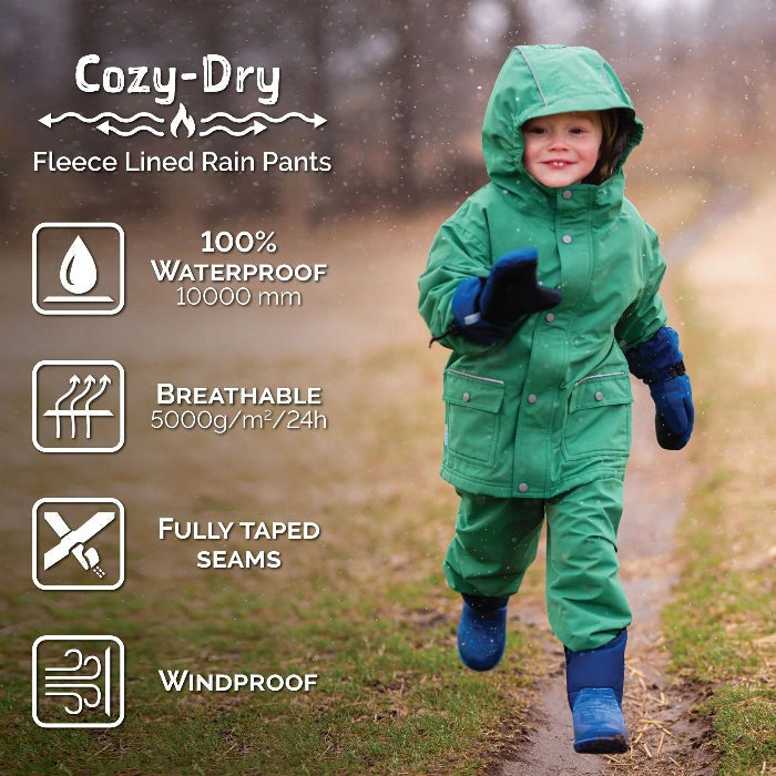JAN & JUL Dusty Apricot waterproof Cozy Dry baby rain pants with fully taped seams