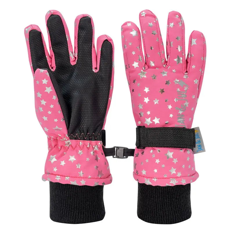 Jan & Jul Waterproof Toasty Dry Snow Gloves Pink Star