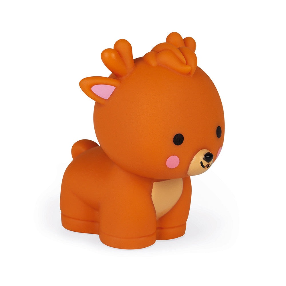 Janod polar animal squirter bath toy, orange animal figure with pink cheeks