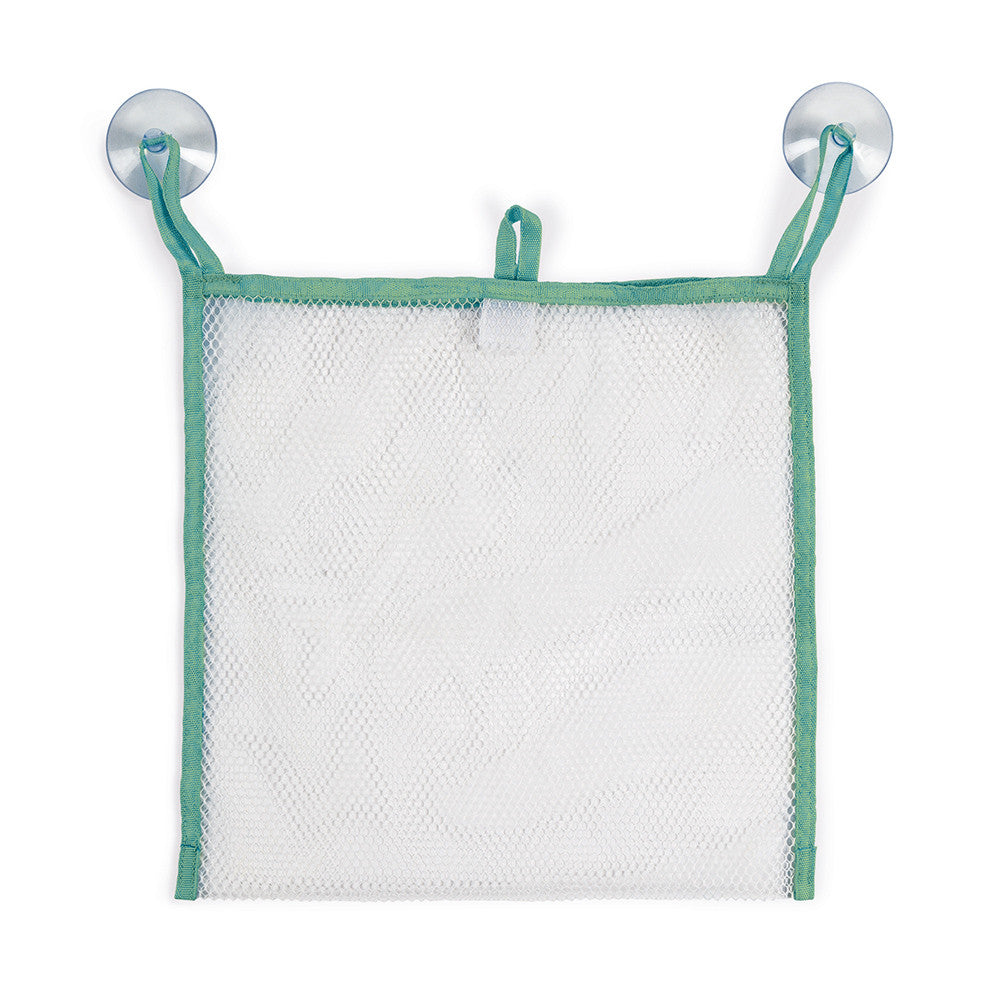 Bath toy bag JANOD Bath Explorers Map mesh with suction cups and green trim