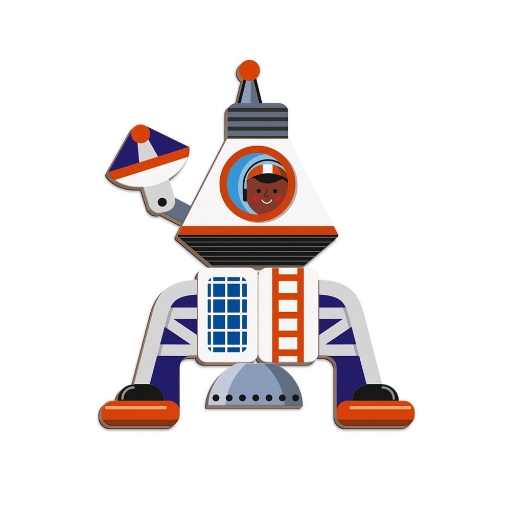 Janod Magnetibook Cosmos space astronaut figure toy in orange, blue and white