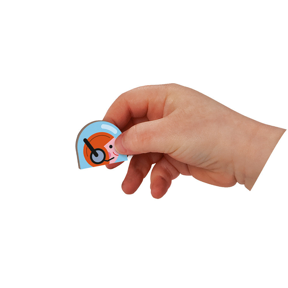 JANOD Magnetibook Cosmos magnet piece with blue helmet held in hand