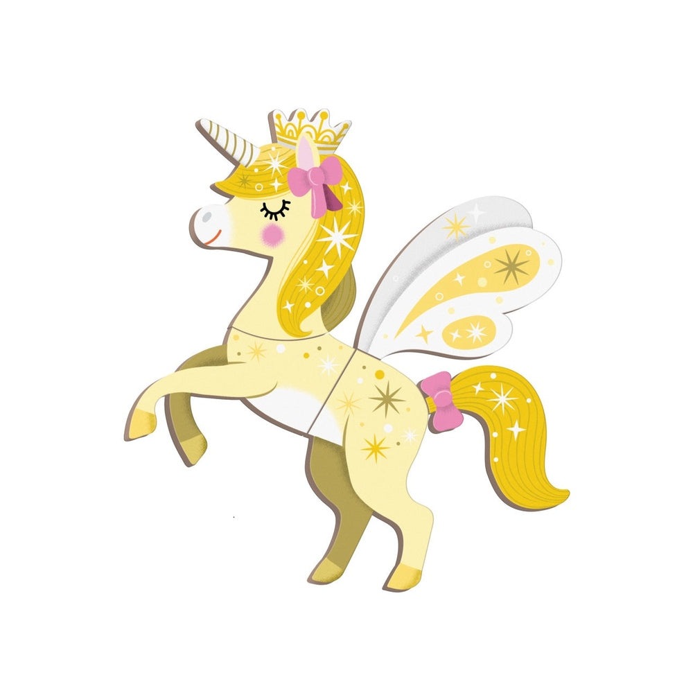 JANOD Magnetibook Unicorns unicorn figure in yellow with pink bows and sparkling wings