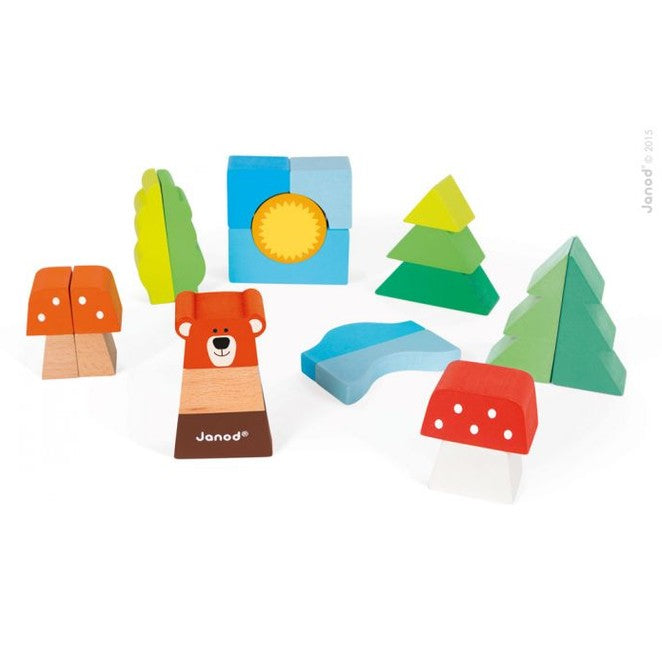 Janod Zigolo Pull Along Trolley W/Blocks