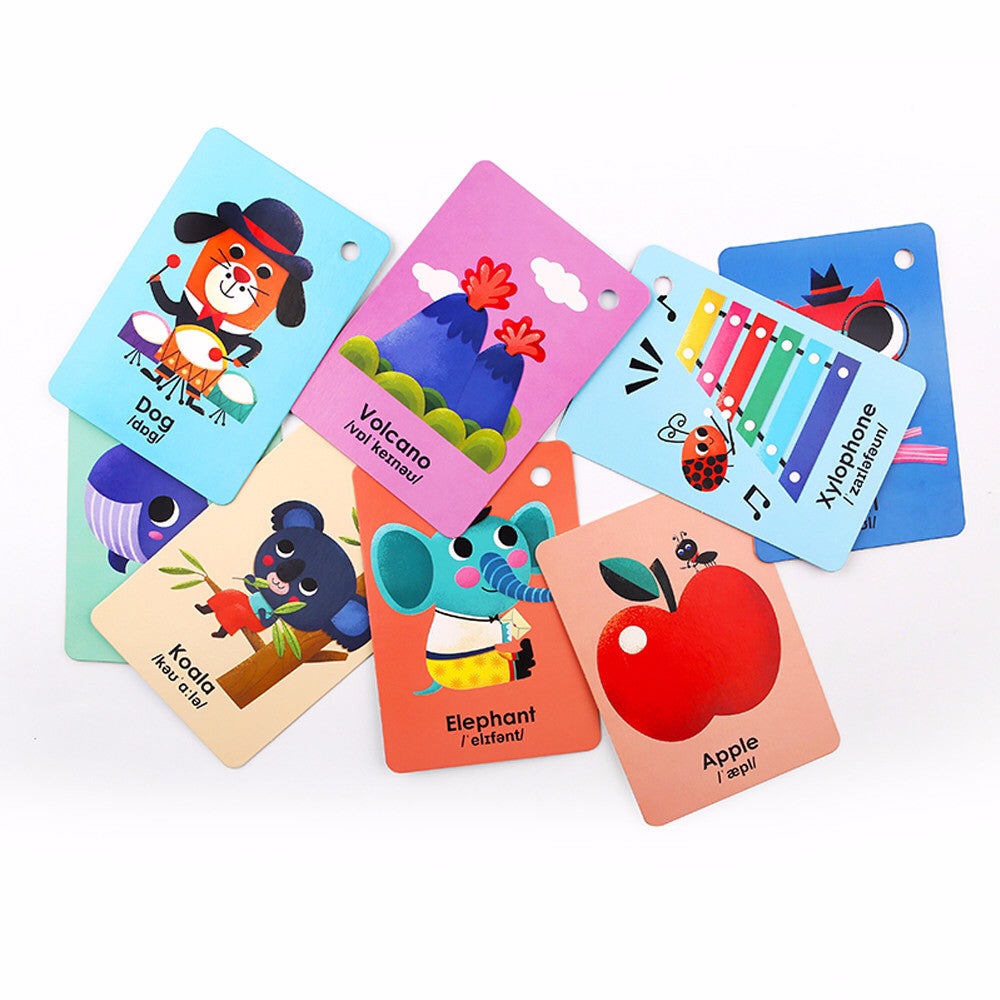 Jar Melo ABC Ring Flash Cards set of colorful toddler cards with animals and objects by JAR MELO