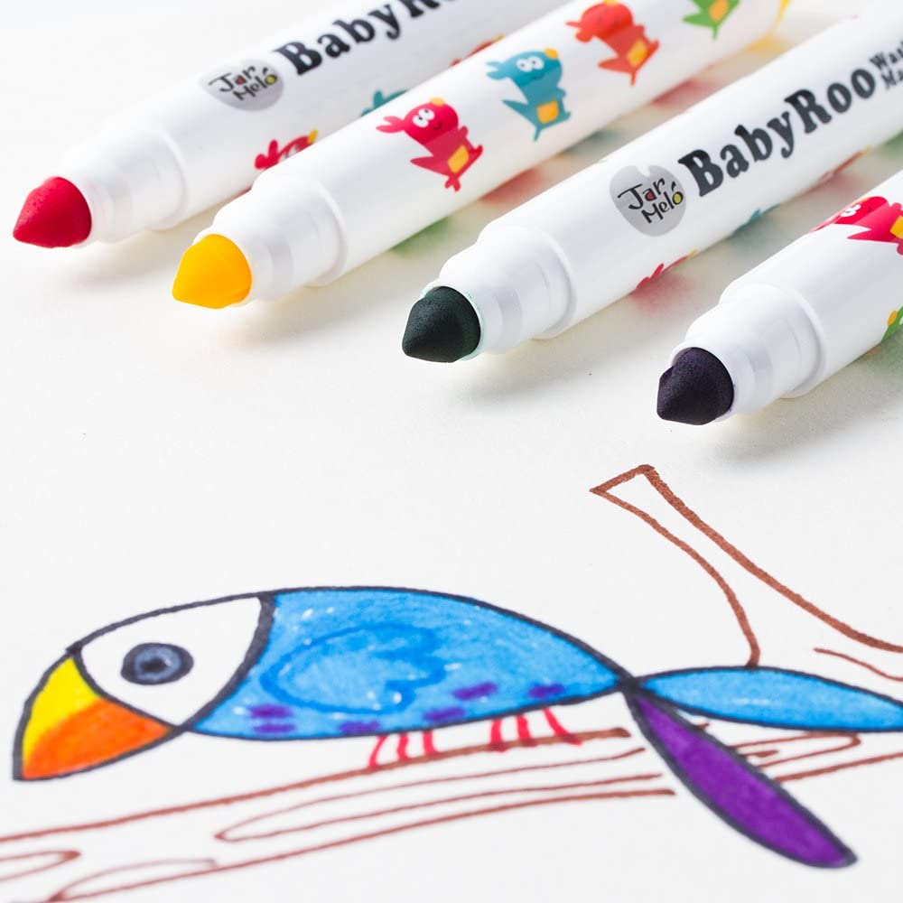 Jar Melo Baby Roo washable markers, 24-color set with colorful caps and Baby Roo designs