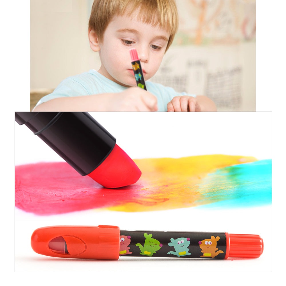 Crayons set by Jar Melo; 6-color washable, non-toxic crayons featuring cartoon monster designs