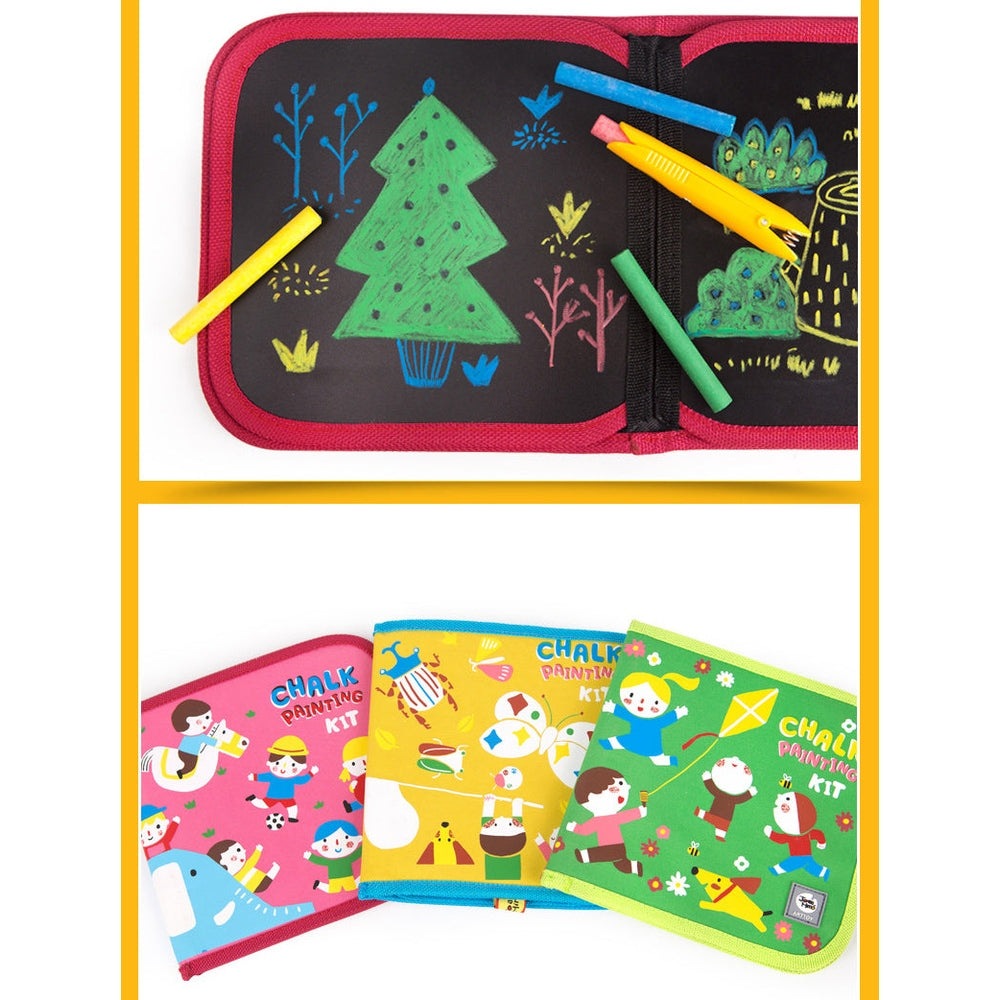 Jar Melo Chalk-A-Doodle Book Happy Kindergarten set with colorful chalk art boards and three activity books
