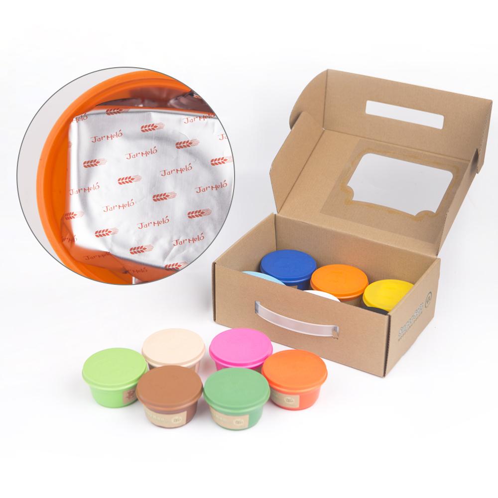 Jar Melo modeling playdough 12-color set with bright pots in a cardboard box