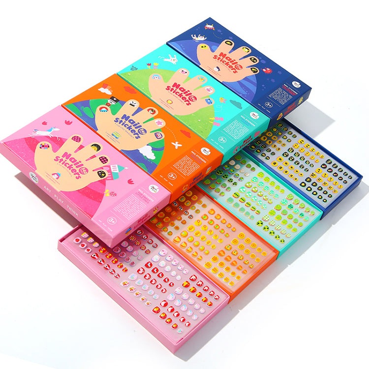 Jar Melo nail stickers for sweet little ones, six colorful boxed sets with emoji designs