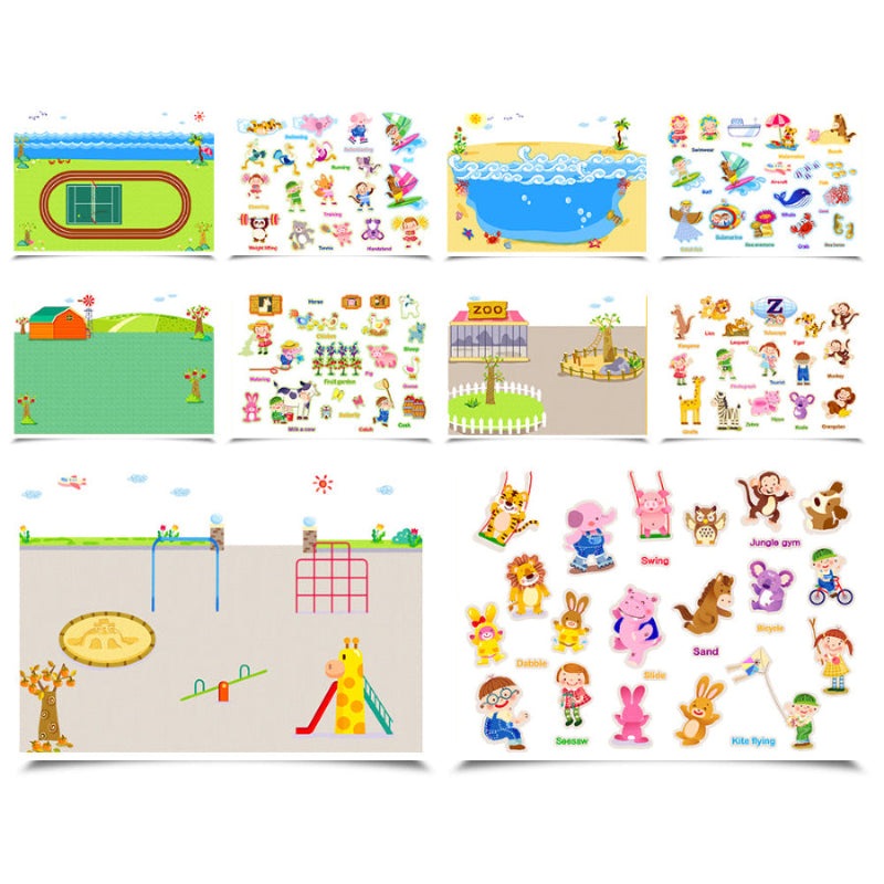 Jar Melo City Park reusable sticker pad with 5 scenes and 145+ stickers, separated scenes