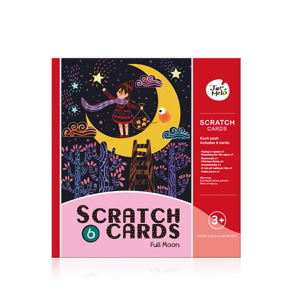 Jar Melo Scratch Cards Full Moon, set of 6 kids' art cards by Jar Melo