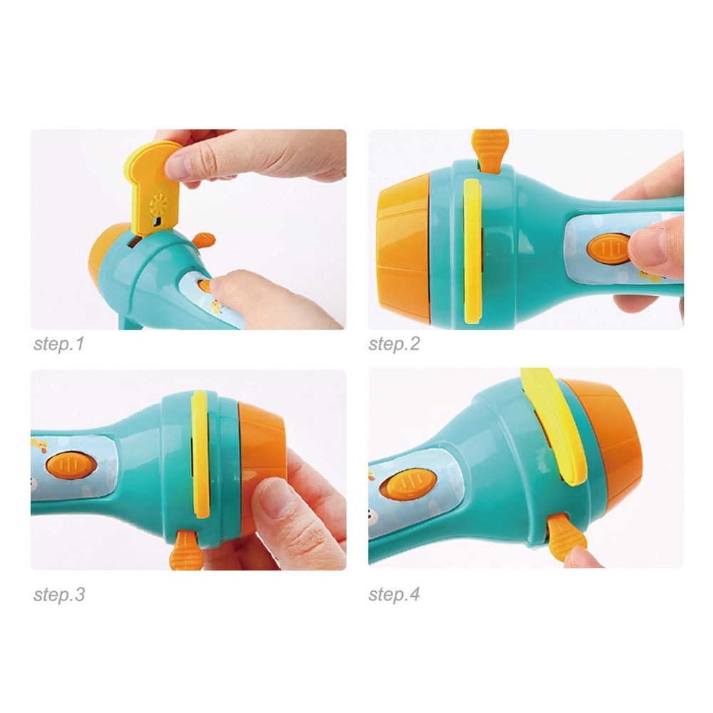 Jar Melo Shadow Theater Fairy Tale toy; teal and orange plastic, four-step assembly