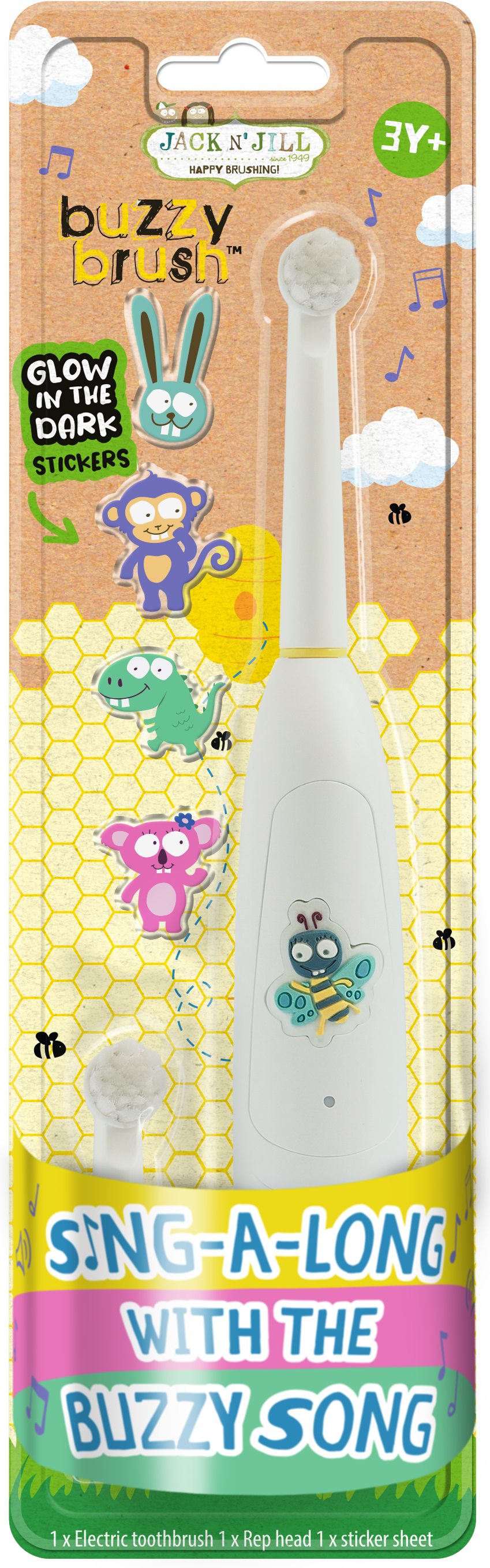 Jack N Jill Kids Electric Musical Toothbrush Buzzy Brush front package