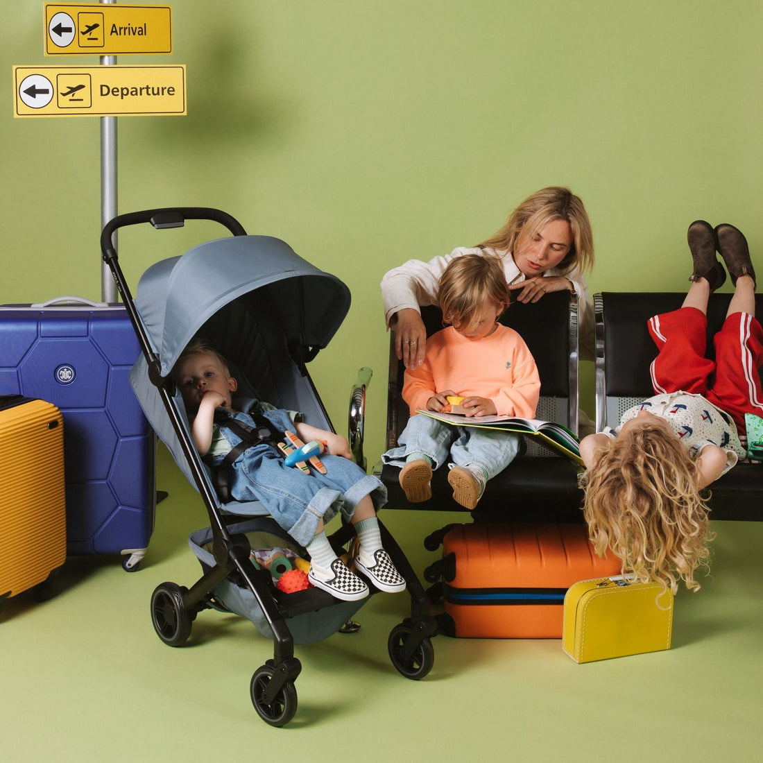 Joolz Dot Lightweight Stroller - family with stroller at airport gate