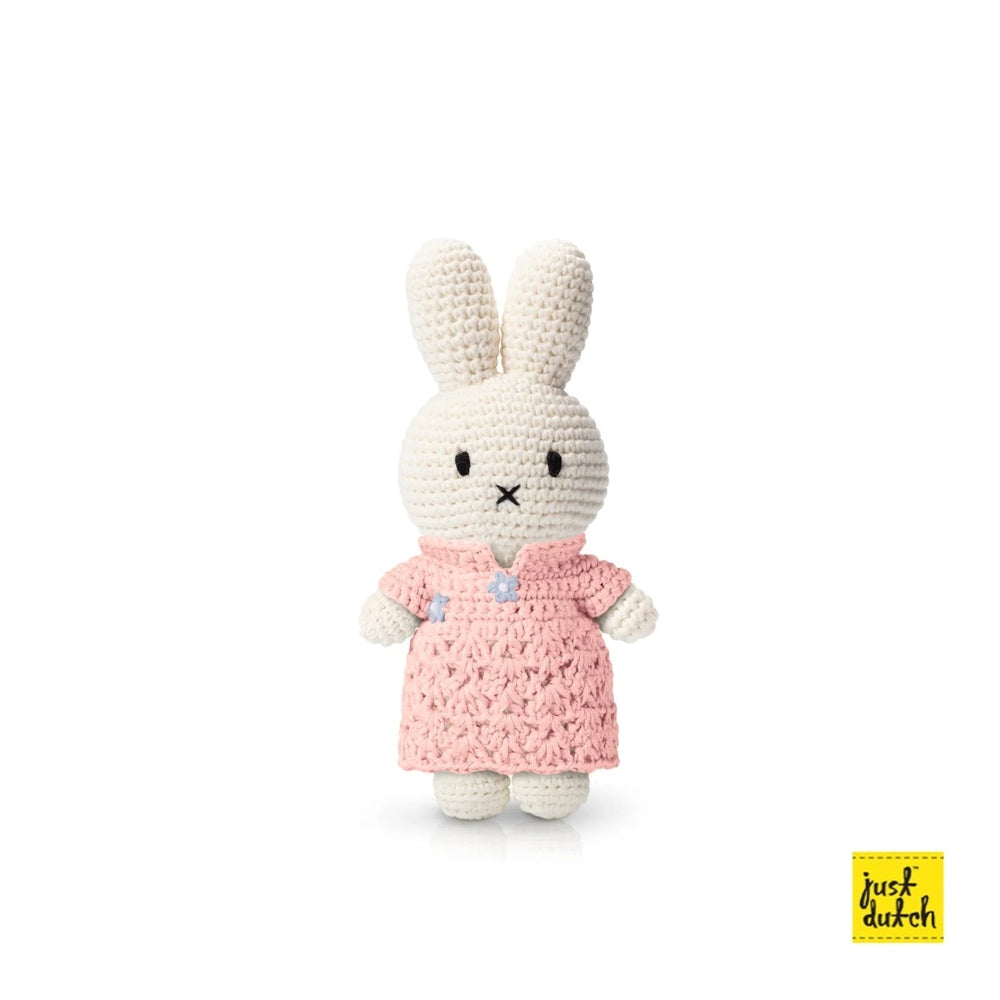 Just Dutch Miffy crochet plush bunny in pink Qipao dress, limited edition