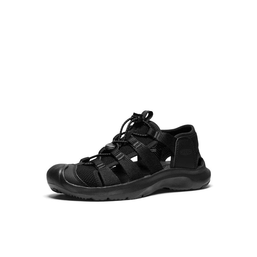 KEEN Women's Seanik H2 Sandal Black/Magnet with adjustable straps secured over a rugged sole.