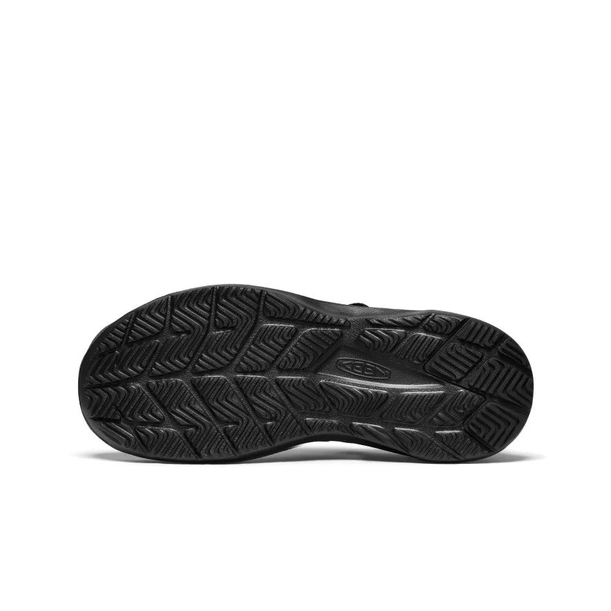 KEEN Women's Seanik H2 Sandal Black/Magnet; black textured rubber outsole shows grippy tread.
