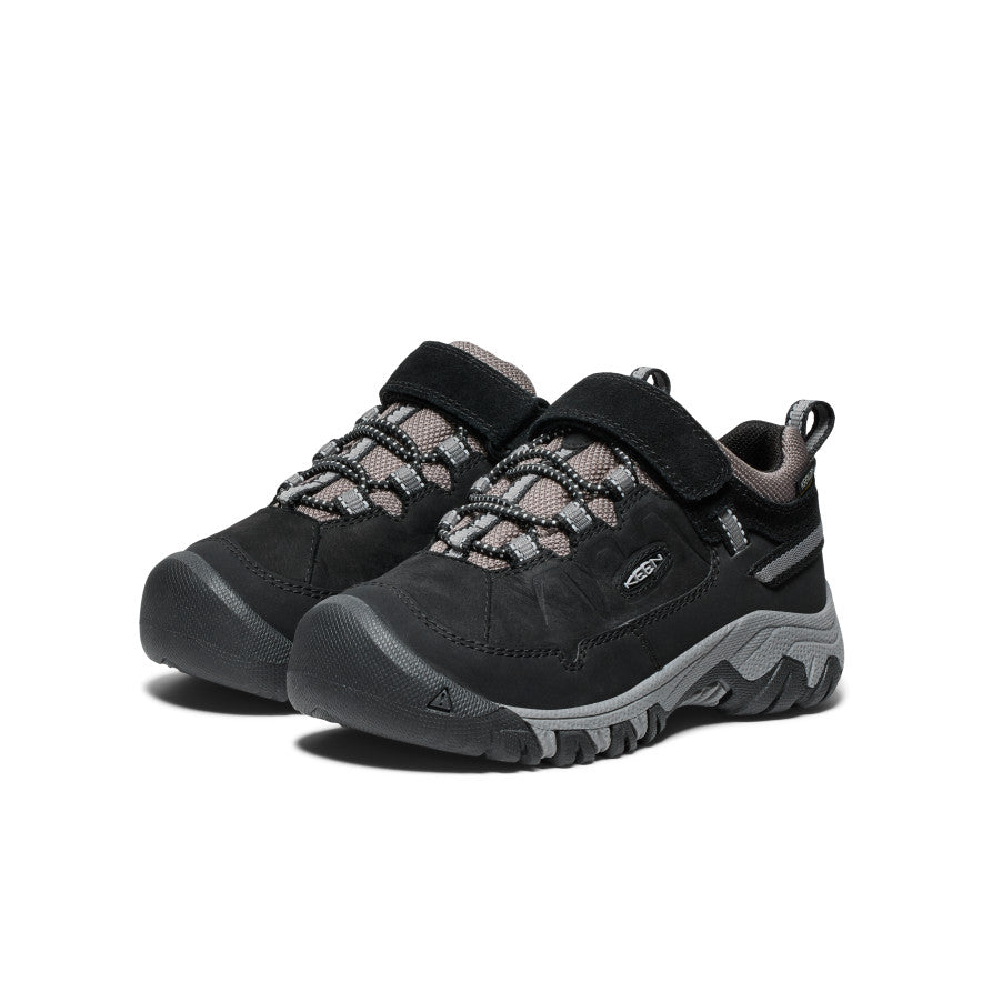 Keen Little Kids' Targhee IV Waterproof Hiking Shoe Black/Steel Grey - paired shoes in a front three-quarter view