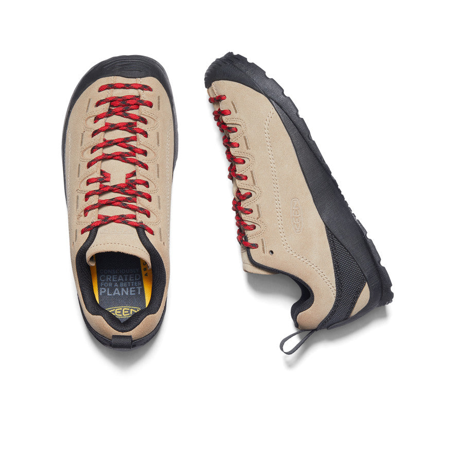 Keen Women's Jasper Sneaker Silver Mink - paired shoes in a top view showing the tongue-to-toe lacing