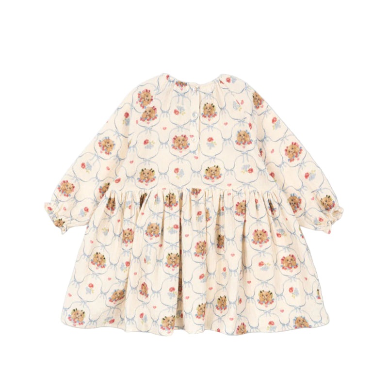 Konges Slojd Coco Dress Gots Puppy cream dress with puppy print and long sleeves