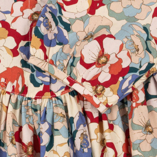 Konges Slojd Coeur Collar Dress La Rosa floral print with waist tie, girls' dress