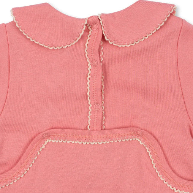 Konges Slojd Coty Gift Set Strawberry Ice baby outfit in pink with cream scalloped trim and back placket.