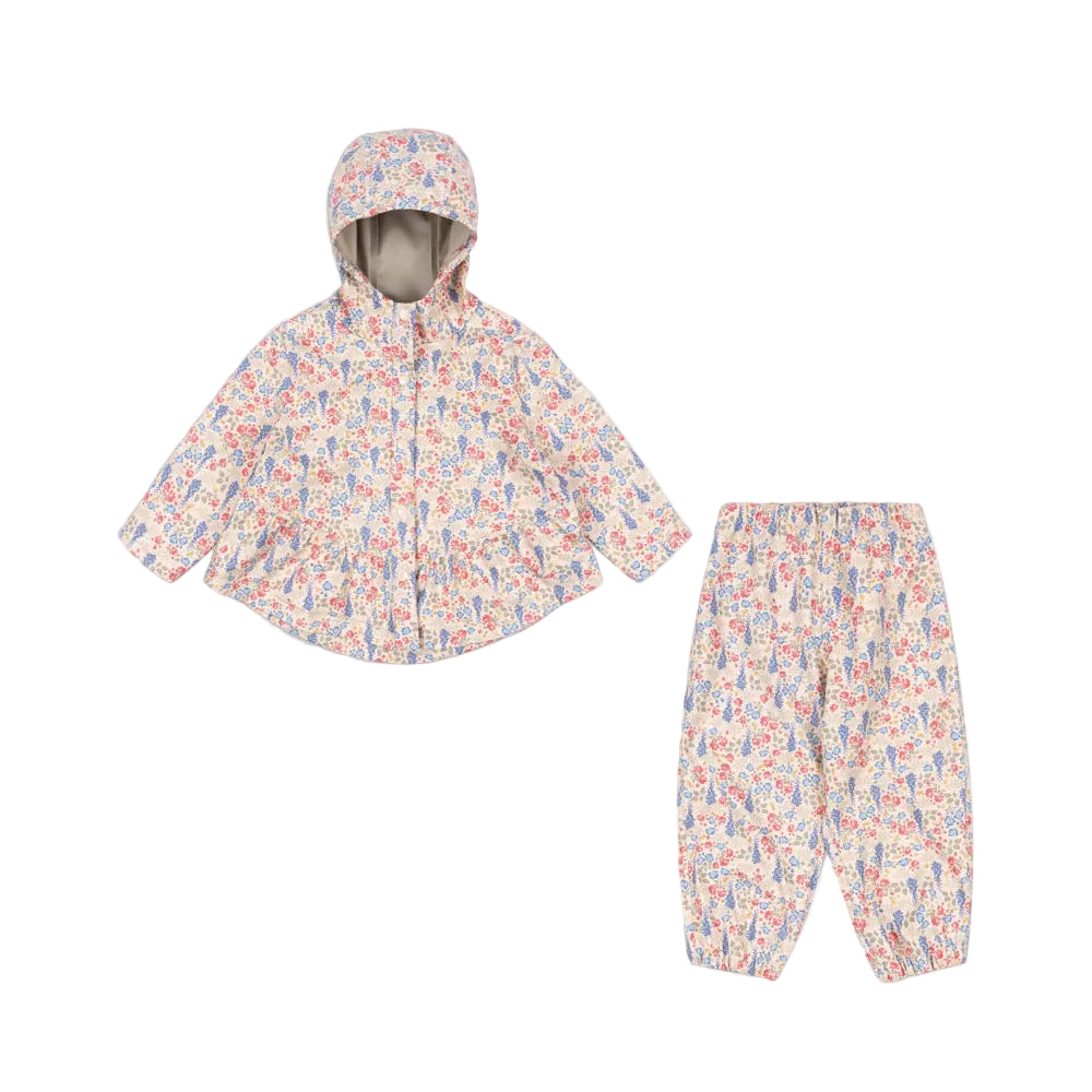 Konges Slojd Faire Rain Set Lavida Rain Set in Cream Floral with pink and blue flowers